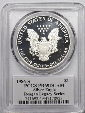 1986-S Silver Eagle Reagan legacy series PCGS PR69DCAM PC1658
