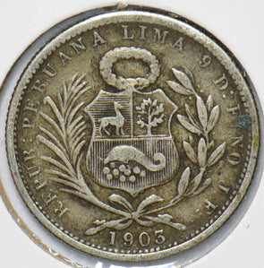 Peru 1903 1/5 Sol 192701 combine shipping