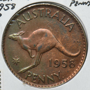 Australia 1958 Queen Elizabeth II Penny Kangaroo animal 292865 combine shipping