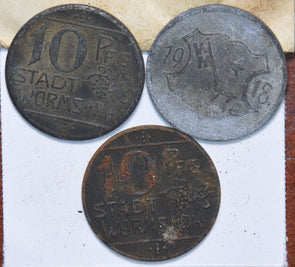 Germany 1918 10/10/10 Pfennig Worms 490302 combine shipping
