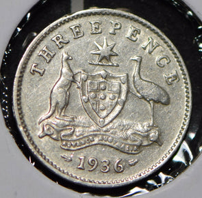 Australia 1936 3 Pence Kangaroo animal Emu  191340 combine shipping