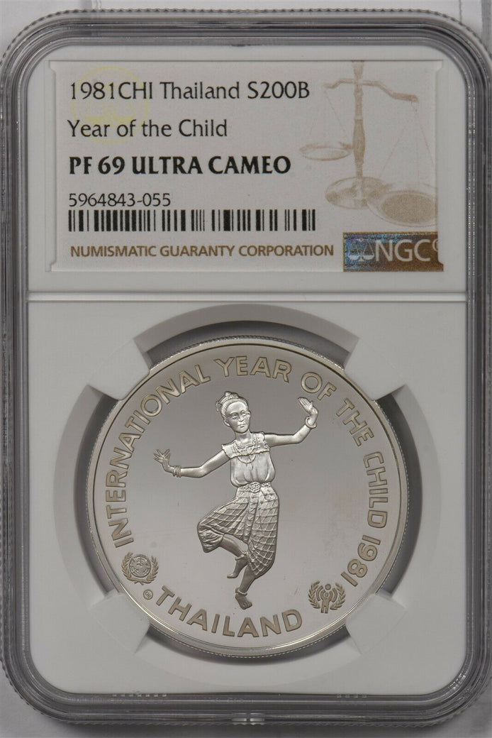 Thailand/Siam 1981 CHI 200 Baht silver NGC PF 69UC Year of the Child NG1325 comb