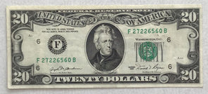 1981 Federal Reserve Notes 20 Dollars UNC Reverse printing error RC0333 combin