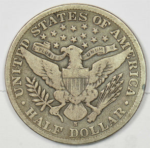 1908-S Barber Half Dollar 90% silver VG-F U0367