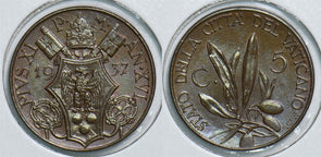 Vatican 1937 C 5 Centimes 299108 combine shipping