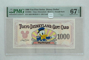 First Series Disney Dollar 1000 Yen PMG Superb Gem Unc 67EPQ DIS9002. Tokyo Di