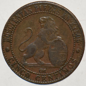 Spain 1870 5 Centimos Lion animal 902503 combine shipping