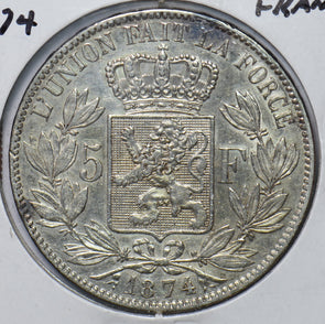 Belgium 1874 5 Francs Lion animal 490531 combine shipping