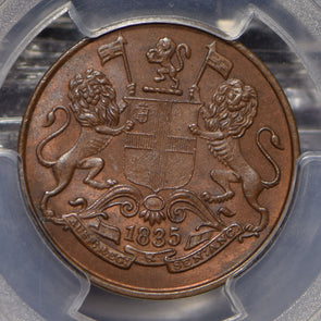 British India 1835 1/4 Anna Lion animal PCGS MS63BN SW-1.95 PC0715 combine shipp