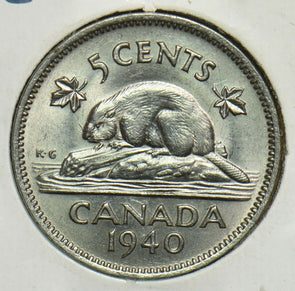 Canada 1940 5 Cents Beaver animal BU 197945 combine shipping