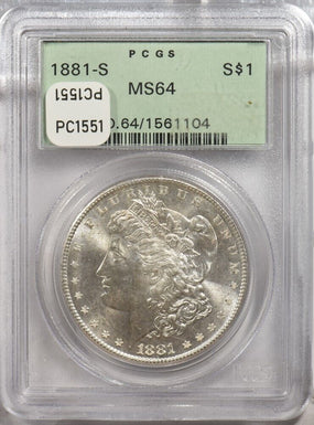 1881-s Morgan Dollar Silver Morgan dollar PCGS MS64 PC1551