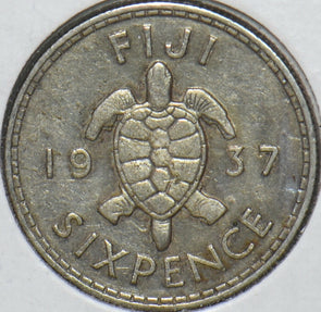 Fiji 1937 6 Pence Turtle animal 295831 combine shipping