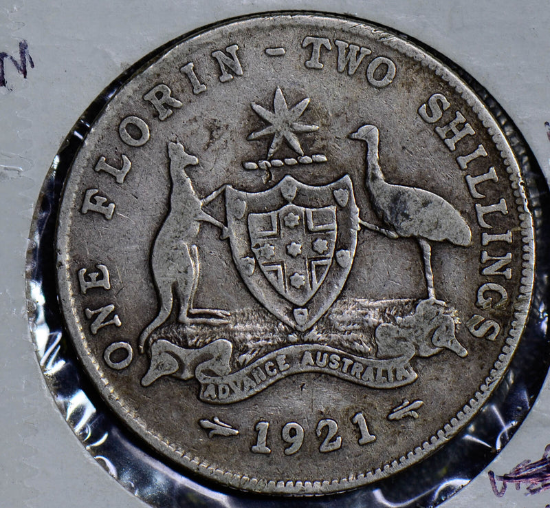 Australia 1921 Florin silver  AU0061 combine shipping