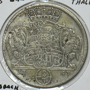 German States 1753 G 2/3 Thaler Branden Durg GE0157 combine shipping