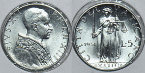 Vatican 1951 5 Lire 299024 combine shipping