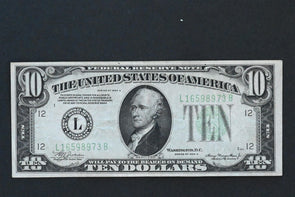 US 1934 A $10 VF Federal Reserve Notes L12 RN0087 combine shipping