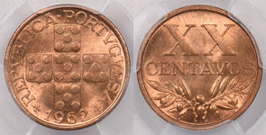 Portugal 1962 20 Centavos PCGS MS 65 RED PC1298 combine shipping