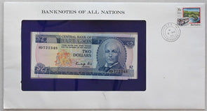 Barbados 1993 2 Dollars Bank of all nations. 35 Cents stamp RC0609 combine shipp