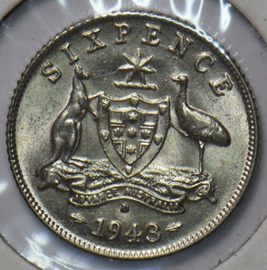 Australia 1943 D 6 Pence Kangaroo animal Emu 193611 combine shipping