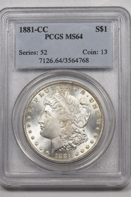 1881-CC Morgan Dollar Silver PCGS MS64 PC1560