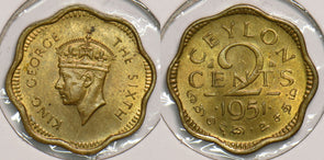 Ceylon 1951 2 Cents 199032 combine shipping