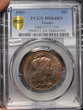 France 1901 10 Centimes PCGS MS64BN Gad-277 F-136 PC0689 combine shipping