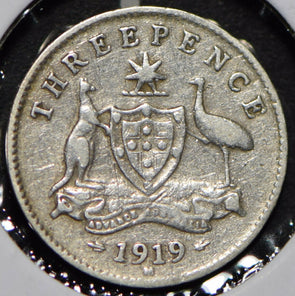 Australia 1919 3 Pence Kangaroo animal Emu  191469 combine shipping
