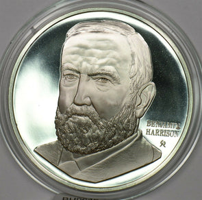 1980 's Medal Proof Benjamin Harrison in capsule 1.2oz pure silver Franklin Min