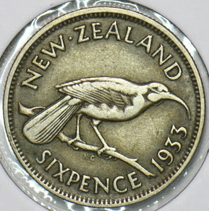 New Zealand 1933 6 Pence Huia bird animal 240317 combine shipping