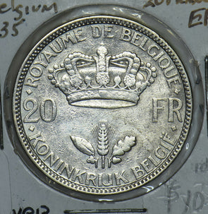 Belgium 1935 Leopold III 20 Francs Silver 290903 combine shipping