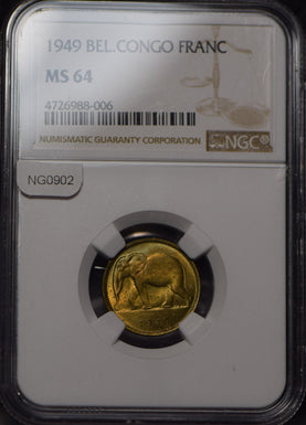 Belgian Congo 1949 Franc Elephant animal NGC MS64 NG0902 combine shipping