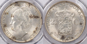 Curacao 1944 D 2 1/2 Gulden PCGS MS 64 PI0133 combine shipping