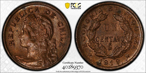 Chile 1919 So Centavo PCGS MS63BN PC1071 combine shipping