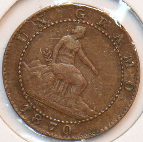 Spain 1870 Centimo Lion animal 902751 combine shipping