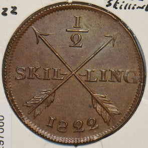 Sweden 1822 1/2 Skilling 297060 combine shipping