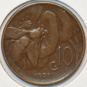 Italy 1921 10 Centesimi Honey Bee animal 151382 combine shipping