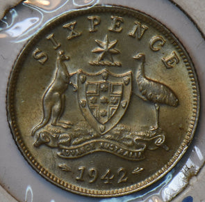 Australia 1942 6 Pence Kangaroo animal Emu 193419 combine shipping