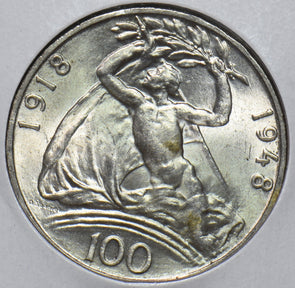 Czechoslovakia 1918 ~48 100 Korun naked man Lion animal 295093 combine shipping