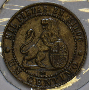 Spain 1870 Centimo Lion animal 297627 combine shipping