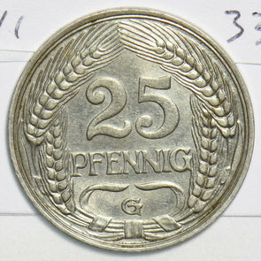 Germany 1910 G 25 Pfennig 298395 combine shipping