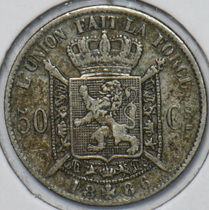 Belgium 1886 50 Centimes Lion animal 195294 combine shipping