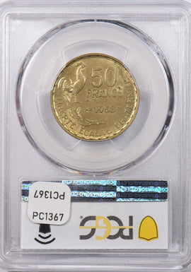 France 1958 50 Francs Rooster animal PCGS MS 62 Gad-880 F-425 PC1367 combine shi