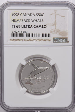 Canada 1998 50 Cents Silver NGC Proof 69 Ultra Cameo Humpback Whale NG1607 combi