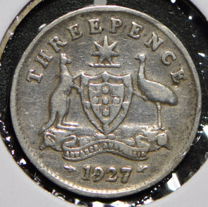 Australia 1927 3 Pence Kangaroo animal Emu  150215 combine shipping