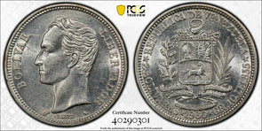 Venezuela 1960 2 Bolivares Horse animal PCGS AU55 PC1072 combine shipping
