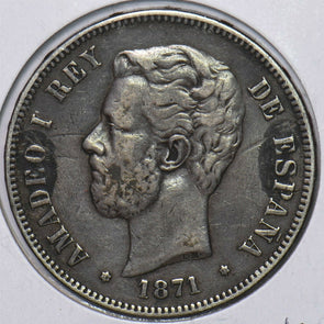 Spain 1871 5 Pesetas 490746 combine shipping