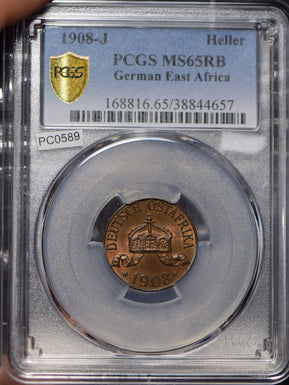 German East Africa 1908 Heller PCGS MS65RB PC0589 combine shipping