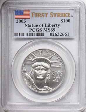 2005 Platinum Statue of Liberty 100 Dollars 1oz PCGS MS69 PC1596