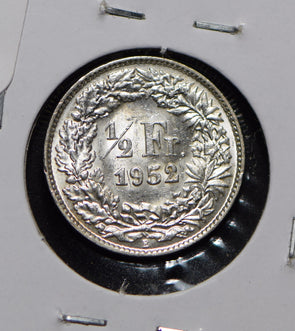 Swiss Cantons 1952 1/2 Francs  292243 combine shipping