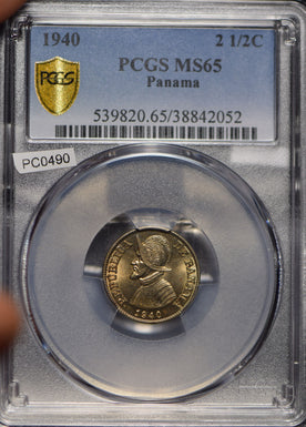 Panama 1940 2 1/2 Centesimos PCGS MS65 rare this grade PC0490 combine shipping